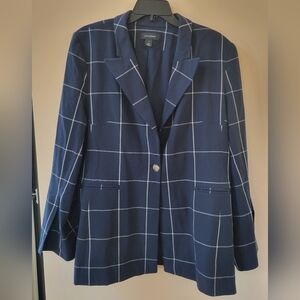Halogen Navy Blue And White Striped Blazer